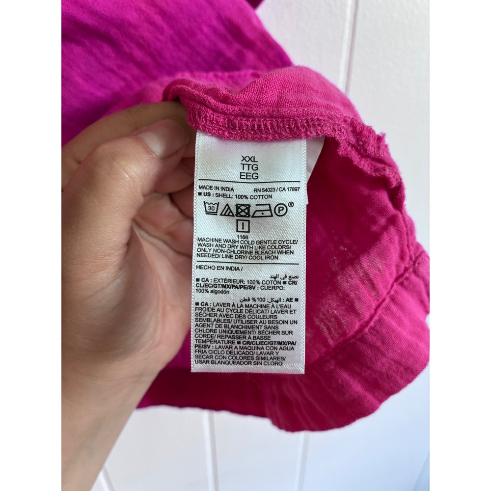 NWT Old Navy Womens XXL Pink Cotton Gauze Button Front Short Sleeve Boxy Shirt - Picture 4 of 5